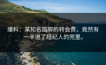 爆料：某知名国脚的转会费，竟然有一半进了经纪人的兜里。
