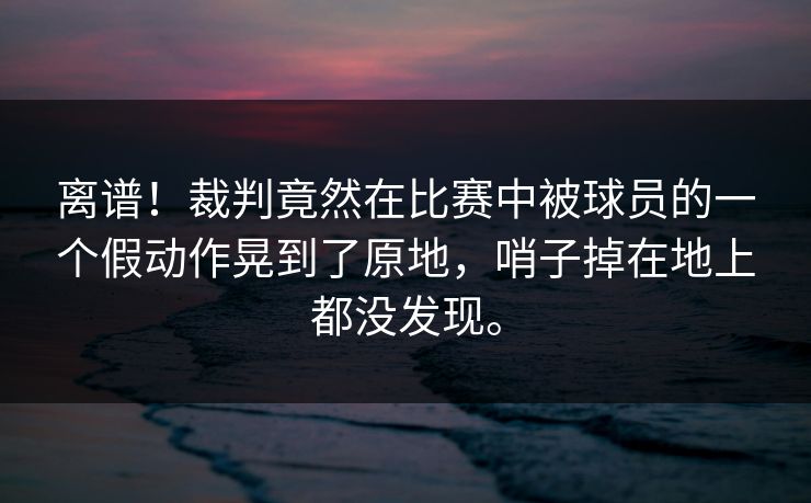 离谱！裁判竟然在比赛中被球员的一个假动作晃到了原地，哨子掉在地上都没发现。