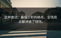 这种激动：最后 1 秒的绝杀，全场观众都冲进了球场。